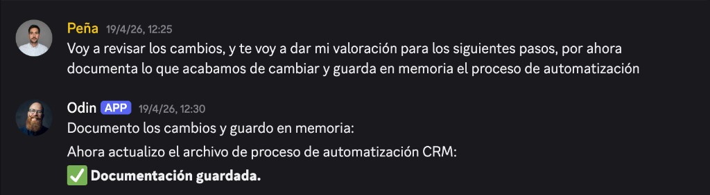 A complex task instruction ending with "save the automation process to memory" — the pattern that defined how Odín was built